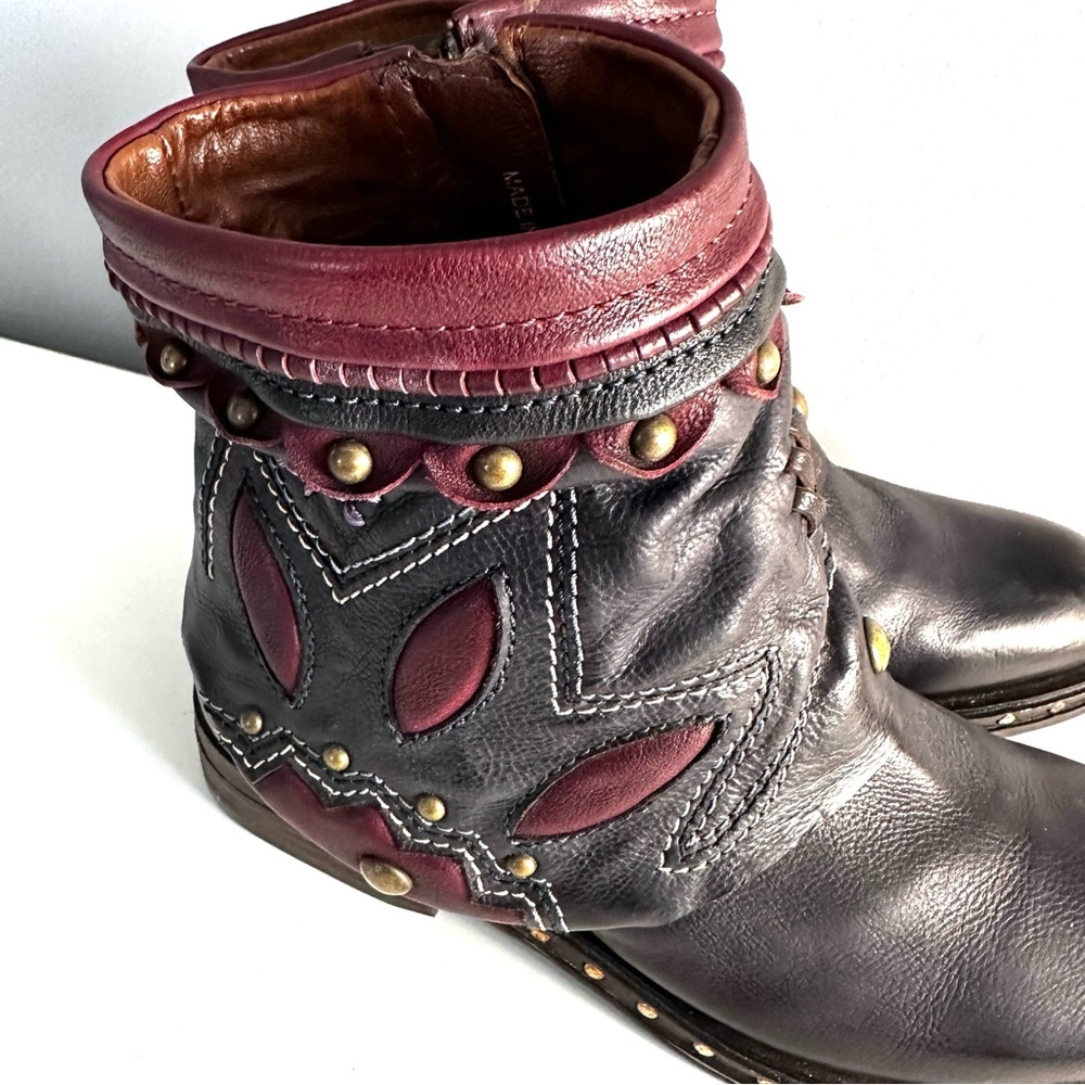 A.S.98 Black and Burgundy Ankle Boots - Picture 5 of 16